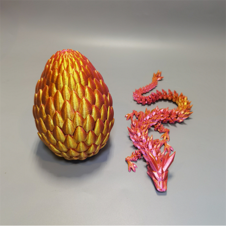 爆款3D打印龍蛋套裝絲綢水晶龍玩具禮物擺件中國龍裝飾禮品